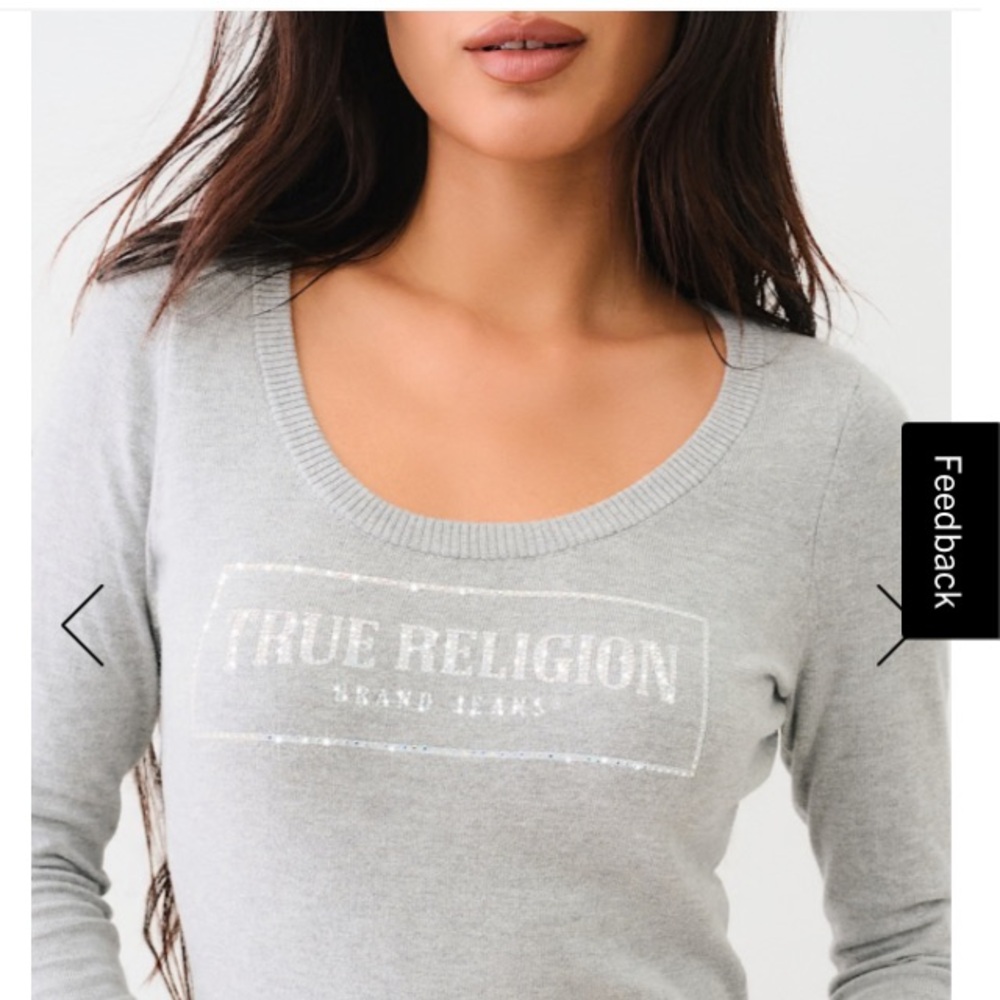 True Religion Gray Fitted Long Sleeve Tee